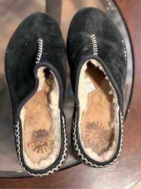 Vintage UGG Kohala Black Suede Shearling-Lined Slip-On Mules size 8